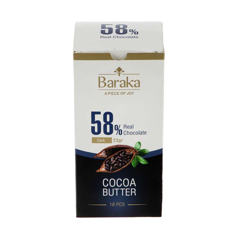 شکلات تلخ 58 درصد باراکا - 23 گرم بسته 18 عددی 