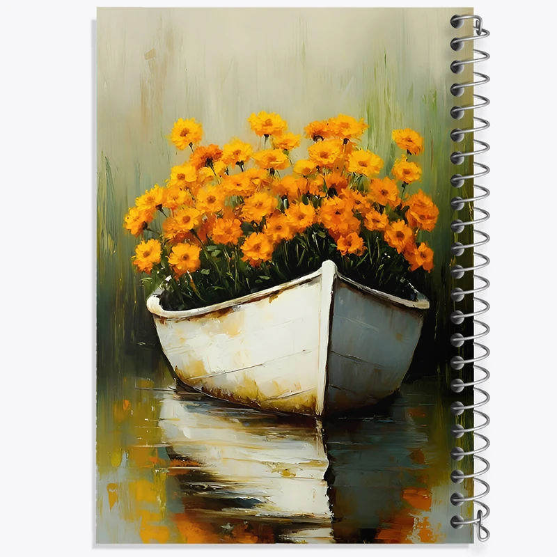 دفتر ژورنال نویسی 50 برگ خندالو مدل نقطه ای طرح قایق گل کد F6605