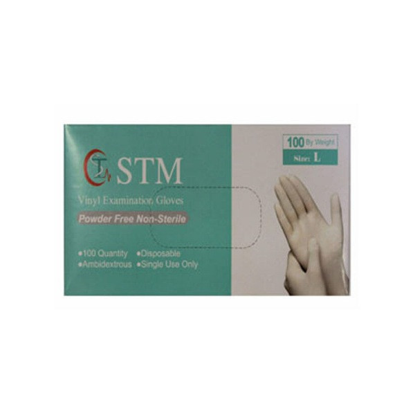 دستکش طبی وینیل اس تی ام مدل 01L سایز لارج بسته 100 عددی