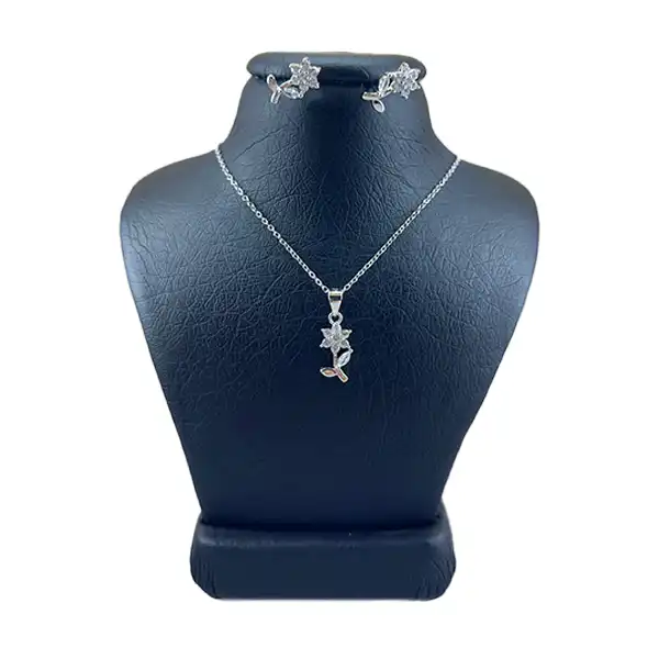 نیم ست نقره زنانه مدل گل ظریف کد 21458456