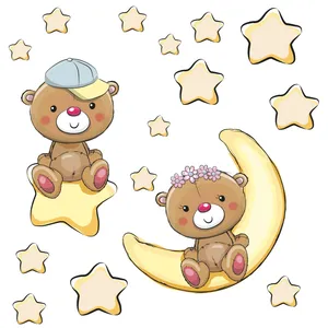 استیکر دیواری کودک تُکتم طرح ماه و ستاره کد 04