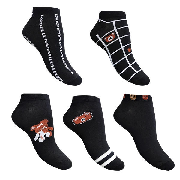 جوراب ساق کوتاه زنانه تن پوش هنگامه مدل خرسی بسته 5 عددی 