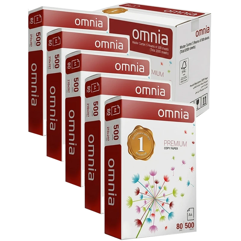 عکس شماره 3 : کاغذ a4 اومنیا مدل premium بسته 2500 عددی