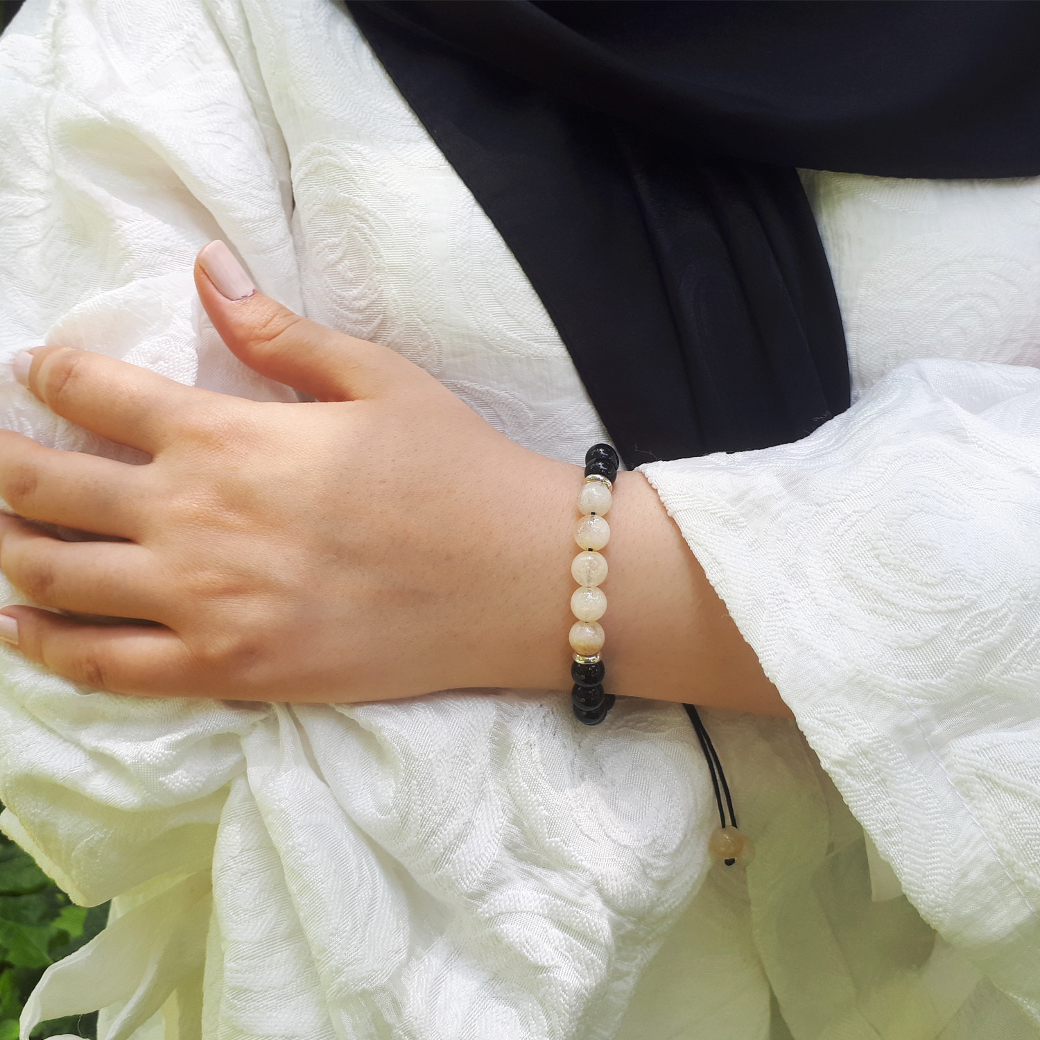 دستبند نقره پرمون مدل اونیکس سیترین دستبند نقره پرمون مدل اونیکس سیترین