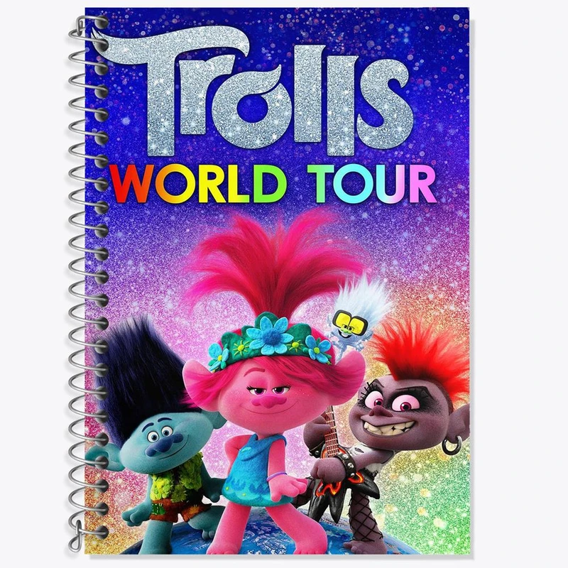 دفتر زبان 50 برگ خندالو مدل سه خط طرح ترول ها Trolls کد 4818