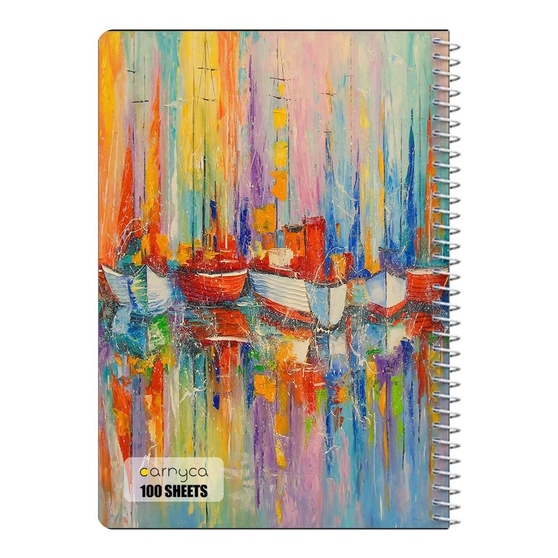 دفتر شطرنجی 100 برگ سیمی کارنیکا طرح نقاشی های آبرنگی Watercolor Paintings کد 52800