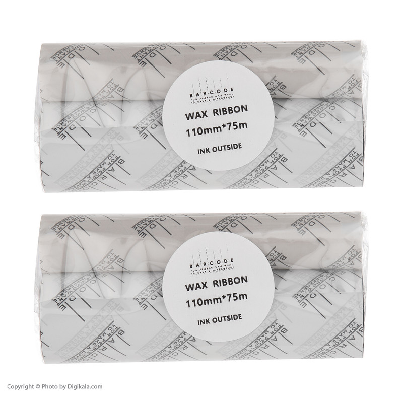 ریبون پرینتر لیبل زن بارکد مدل Wax110 mm x 75 m بسته 2 عددی