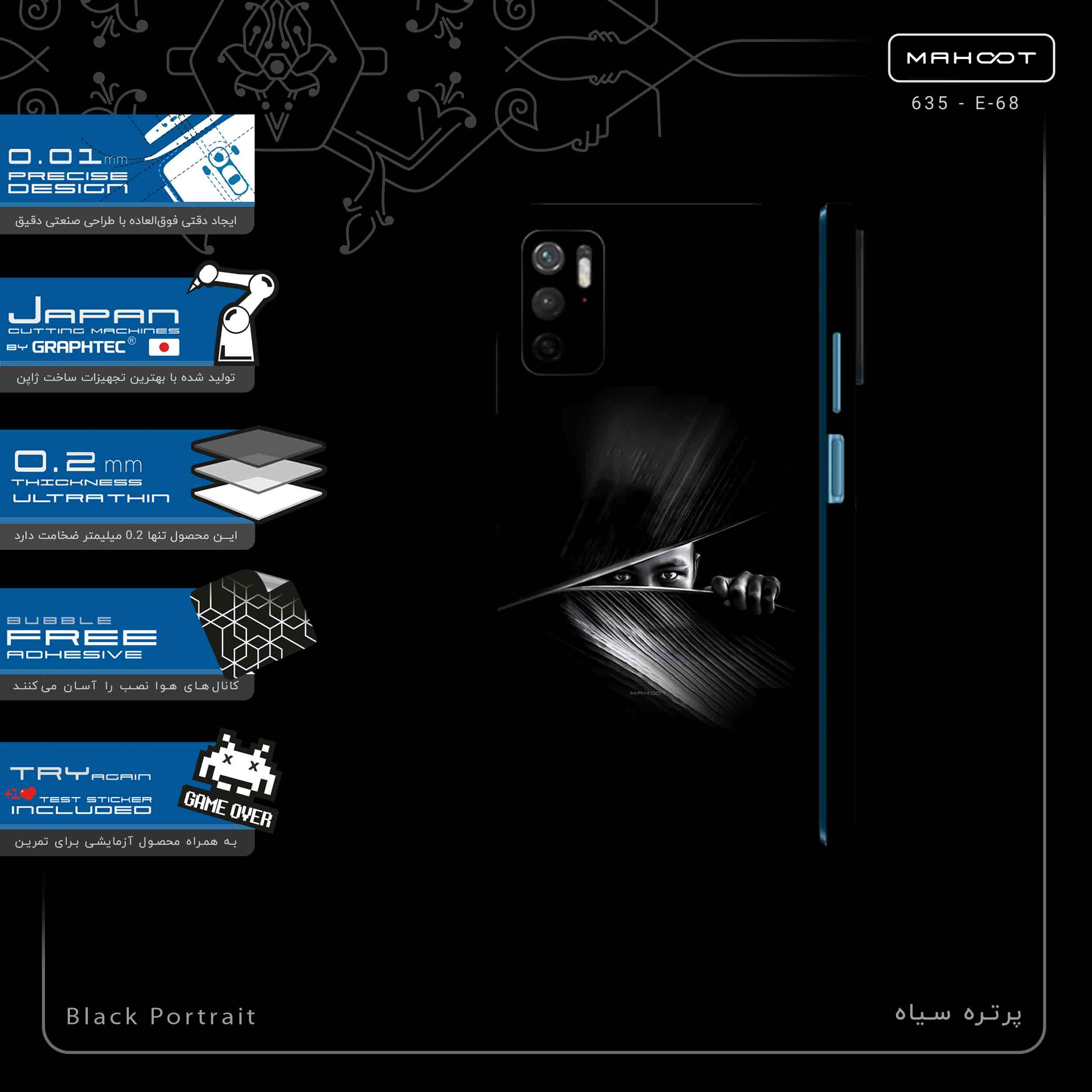 برچسب پوششی ماهوت مدل Black Portrait-FullSkin مناسب برای گوشی موبایل شیائومی Redmi Note 11SE