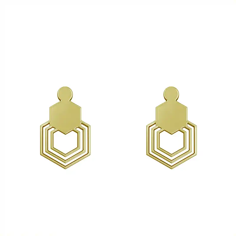 گوشواره طلا 18 عیار زنانه مدوپد مدل هندسی کد GA1-14971