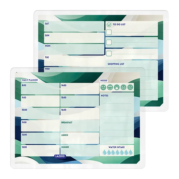 تخته وایت برد لاژید مدل پلنر برنامه ریزی کد PL03 سایز 20*30 سانتی متر مجموعه 2 عددی