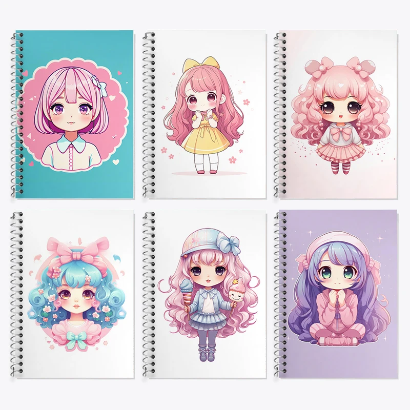 دفتر زبان 50 برگ خندالو مدل دو خط طرح دخترانه کد 265 مجموعه 6 عددی