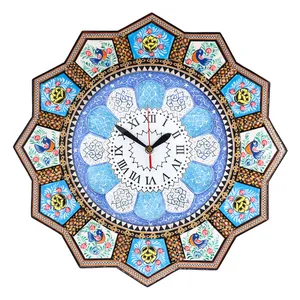 ساعت دیواری خاتم کاری طرح خورشیدی کد 43