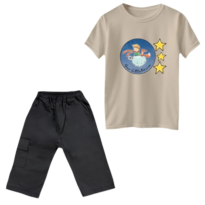 ست تی‌شرت و شلوارک پسرانه مدل شازده کوچولو و روباه کد 11