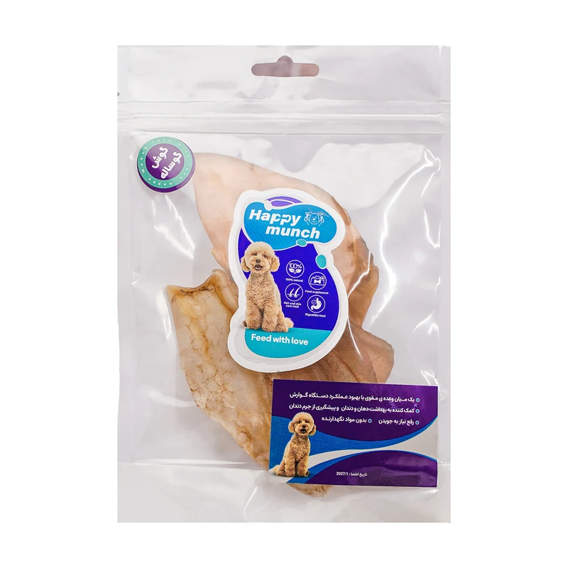 تشویقی سگ مدل  گوش گوساله طعم گوشت گاو وزن 50 گرم