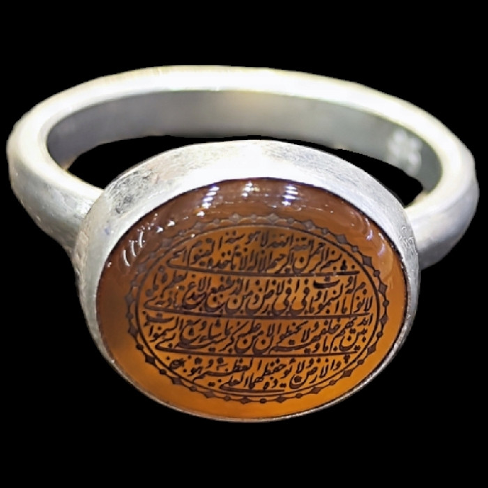 انگشتر نقره زنانه نقره جات بافندگان مدل یمنی خطی همراه با حرز امام جواد علیه السلام کد 22