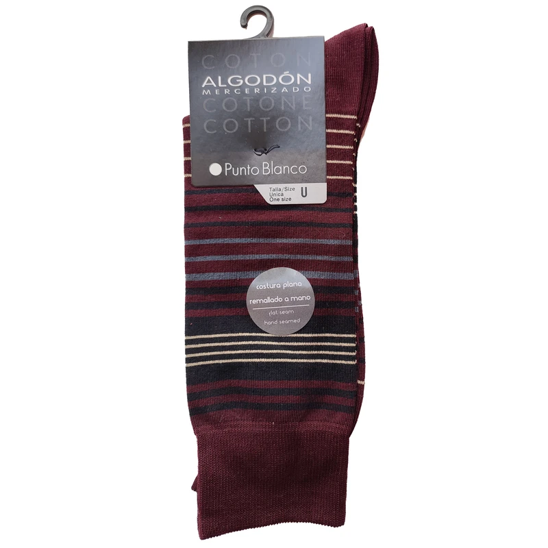 جوراب مردانه پونتو بلانکو مدل کتان مرسرایزد طرح دار  060-10-74709