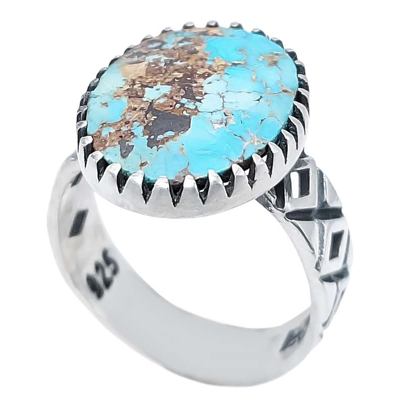 انگشتر نقره مردانه مدل فیروزه نیشابور VA3501