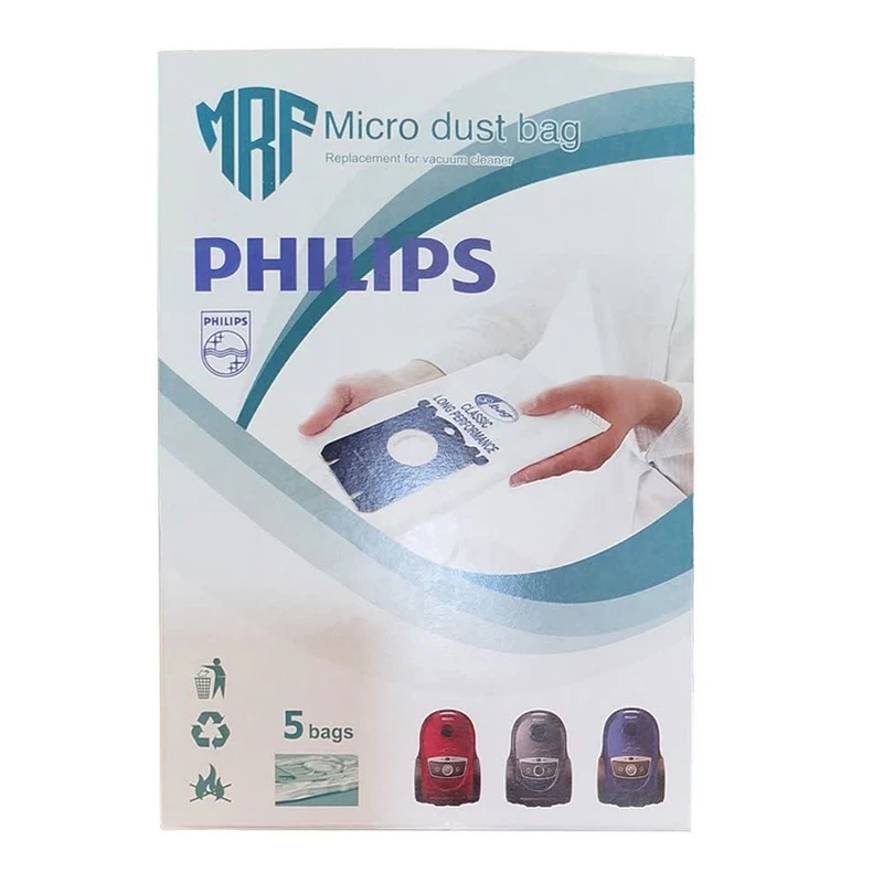 کیسه جاروبرقی مدل FC9067 میکرو فیلتر5لایه مناسب جاروبرقی فیلیپس و آاگ بسته 5 عددی 
