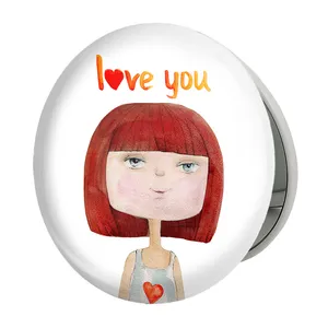 آینه جیبی خندالو طرح دخترونه مدل تاشو کد 6105 