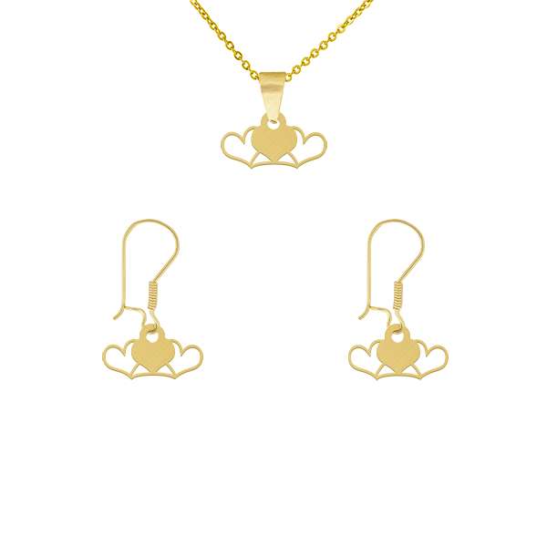 نیم ست طلا 18 عیار زنانه طلای کامک مدل تاج قلبی