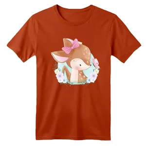 تی شرت آستین کوتاه بچگانه مدل آهو بامزه کد 2 رنگ آجری