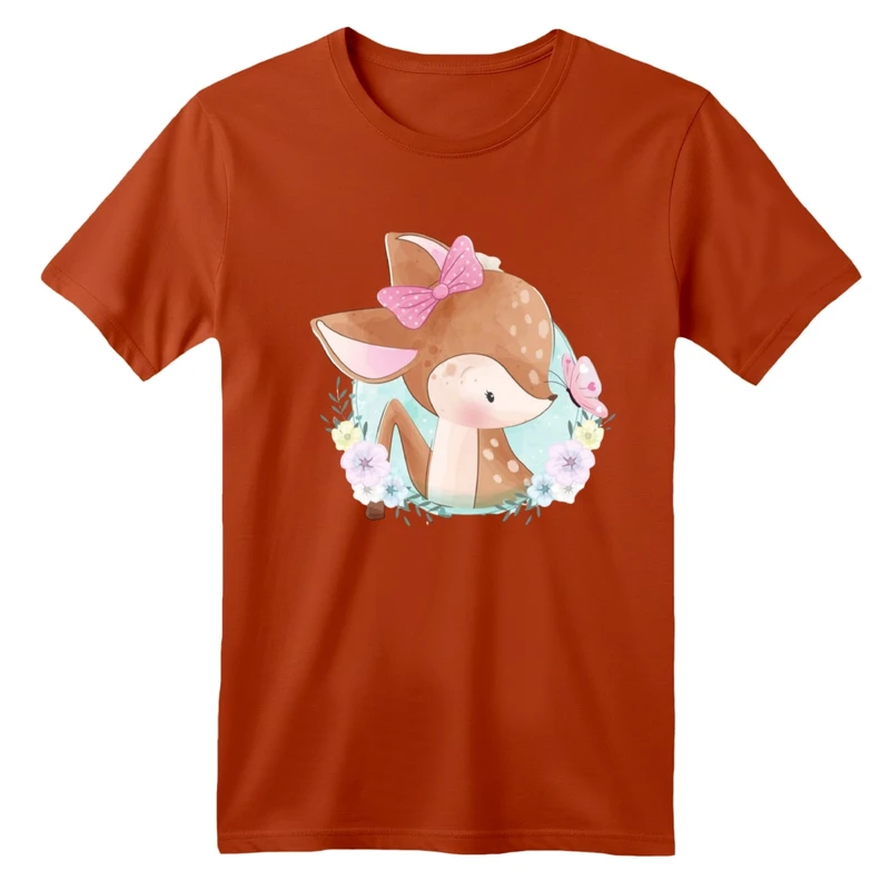 تی شرت آستین کوتاه بچگانه مدل آهو بامزه کد 2