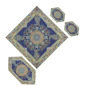 ست 4 تکه رومیزی ترمه طرح افشار کدs4