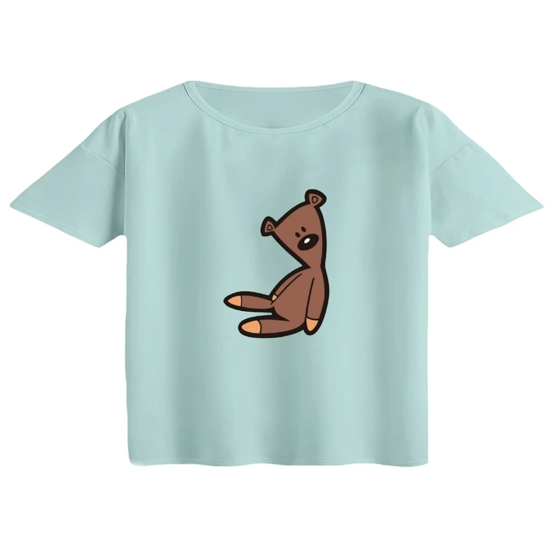 کراپ تی‌شرت آستین کوتاه زنانه مدل مستربین رنگ آبی روشن