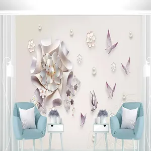 پوستر دیواری سه بعدی مدل گل برجسته مرواریدی DVRF1394