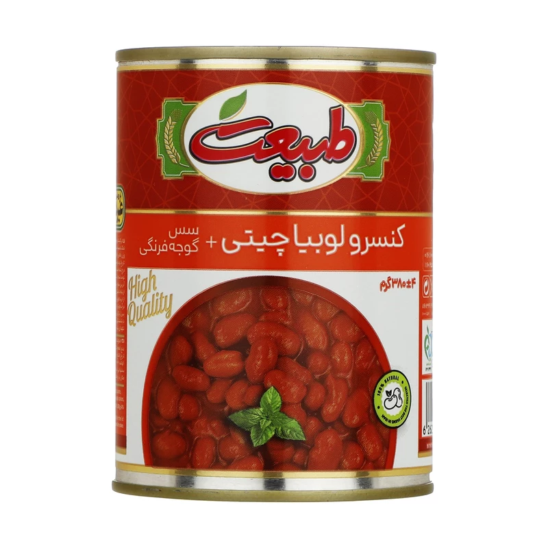 کنسرو لوبیا چیتی به همراه سس گوجه فرنگی طبیعت - 380 گرم 