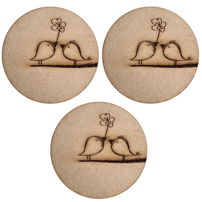 اسلایس چوبی مدل جوجه های عاشق کد 03 مجموعه 3 عددی