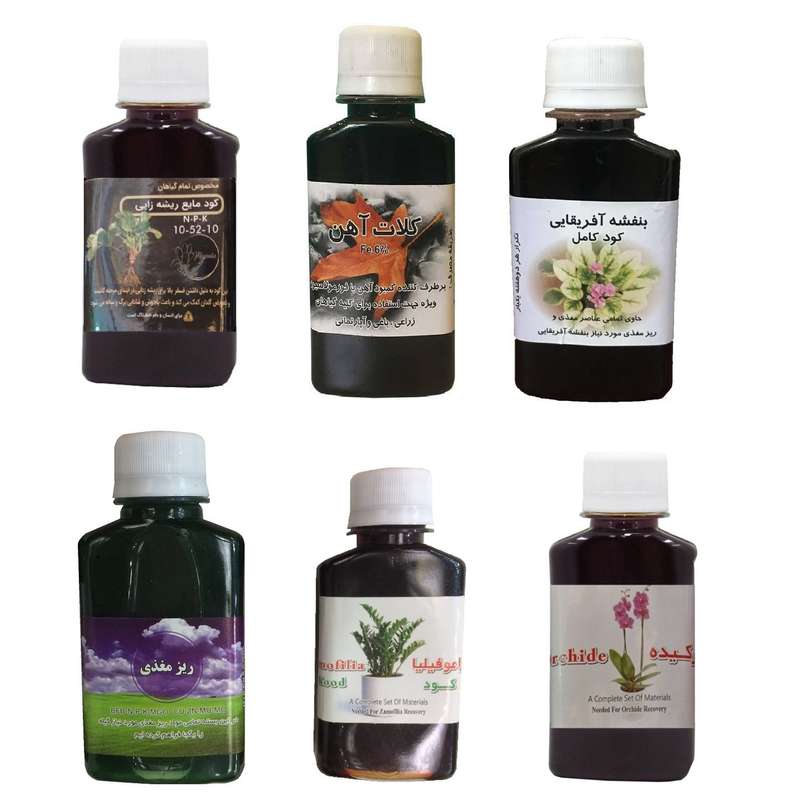 کود مایع فسفر ریشه زایی 10-52-10 و کلات آهن و بنفشه آفریقایی و ریز مغذی و زاموفیلیا و ارکیده مدل life drope حجم 120 میلی لیتر