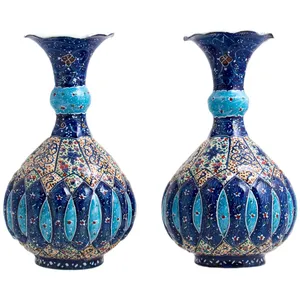 گلدان میناکاری مسی رستا طرح شلغمی 114-12-102 امجموعه دو عددی