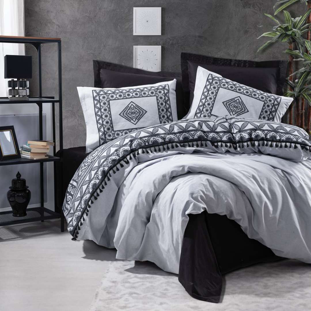 سرویس ملحفه کاتن باکس مدل Candy Degno Siyah تک نفره 3 تکه