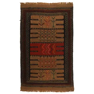 گلیم دستبافت دومتری طرح سفره کردی کد 140537