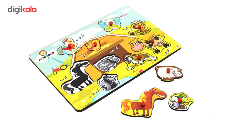 پازل چوبی 9 تکه آکو مدل Farm animals