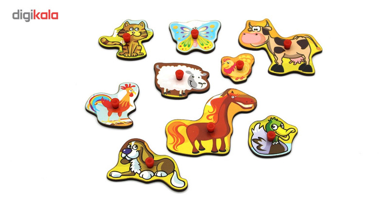 پازل چوبی 9 تکه آکو مدل Farm animals