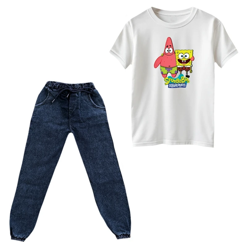 ست تی‌شرت و شلوار پسرانه مدل باب اسفنجی و پاتریک