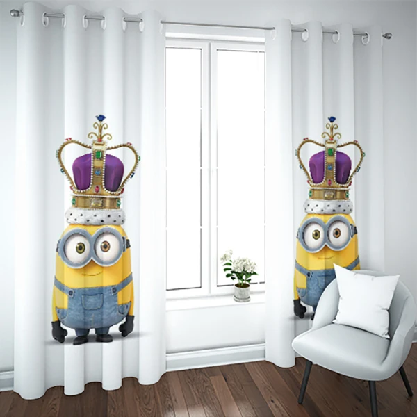 پرده پانچی طرح مینیون 11007 سایز 147*280 سانتی متر مجموعه دو عددی