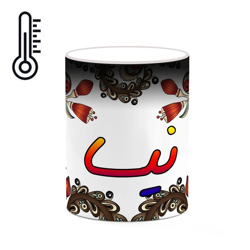ماگ حرارتی کاکتی مدل اسم نیسا طرح سنتی گل و بته کد mgh48140