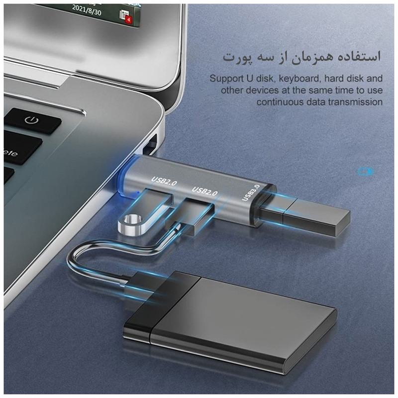 هاب 3 پورت USB-C/USB3.0 مجنتیک مدل ADS-302C