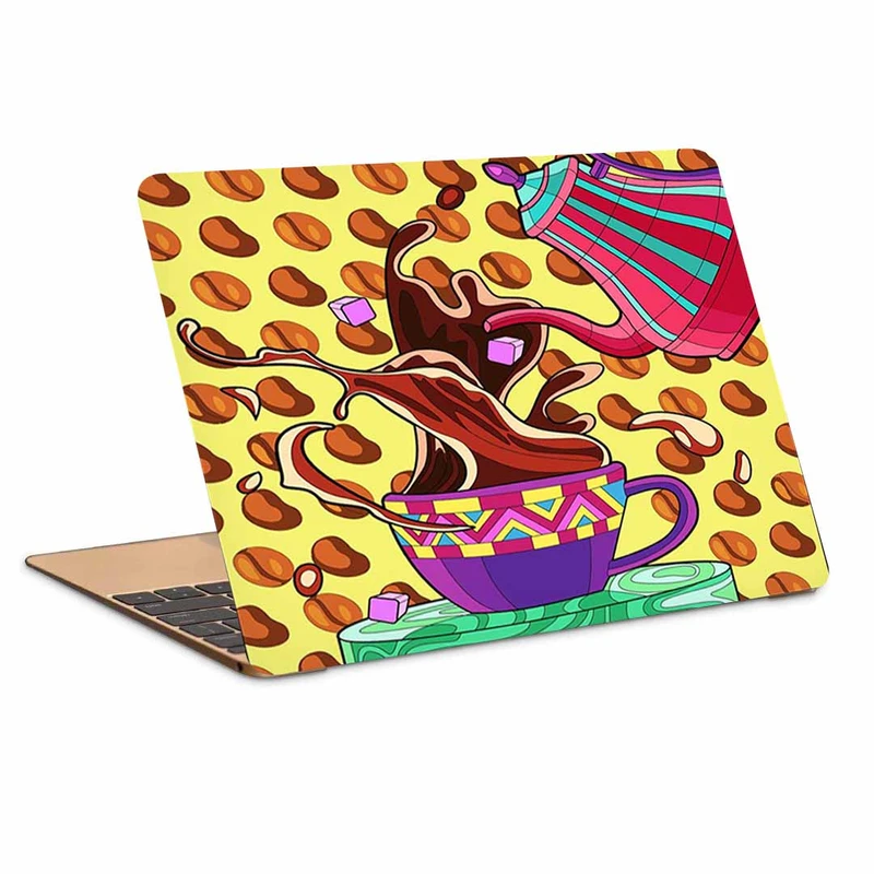 استیکر لپ تاپ مدل یک فنجان قهوه کد P-136 مناسب برای لپ تاپ 15.6 اینچ