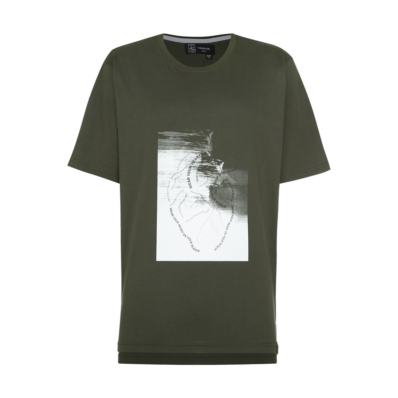 تیشرت آستین کوتاه مردانه مدل خویشتن 01 رنگ  سبز