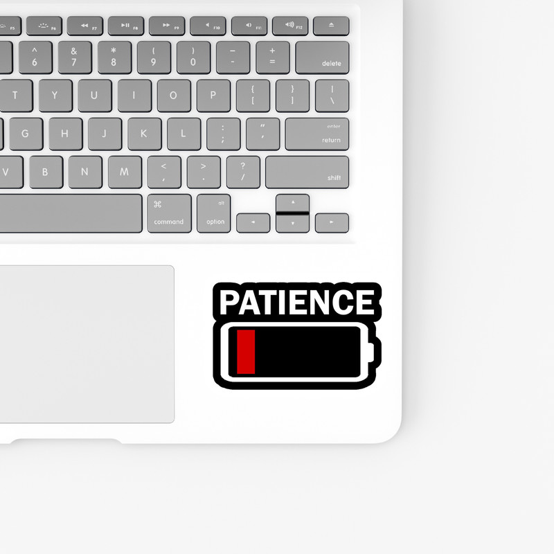 استیکر لپ تاپ و موبایل بووم طرح نوشته مدل Patience کد KT08