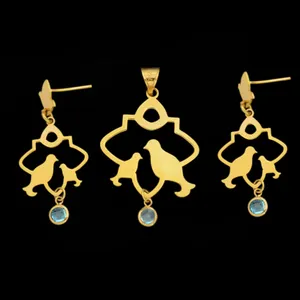 نیم ست طلا 18 عیار زنانه طلای مستجابی کد 670139