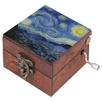 جعبه موزیکال مدل هندلی طرح شب پرستاره ون گوگ کد 1071 به همراه جاکلیدی