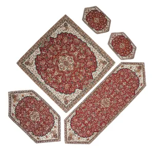 ست 5 تکه رومیزی ترمه یزد طرح شاه عباسی
