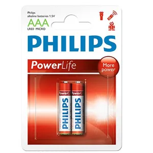 باتری نیم قلمی فیلیپس مدل Power Alkaline بسته 2 عددی