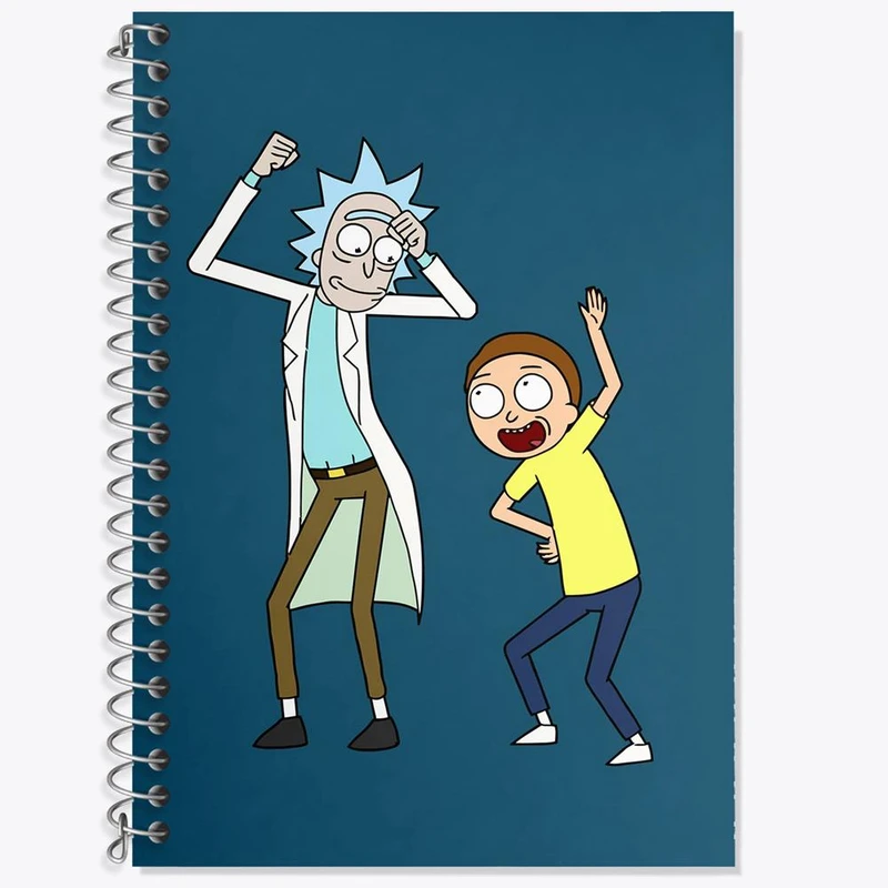 دفتر زبان 50 برگ خندالو مدل دو خط طرح انیمیشن ریک و مورتی Rick and Mort کد 26593