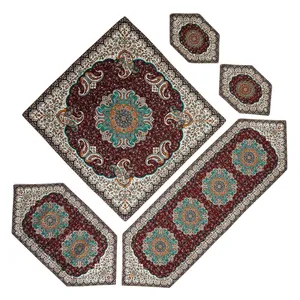 ست 5 تکه رومیزی ترمه یزد طرح ترنج